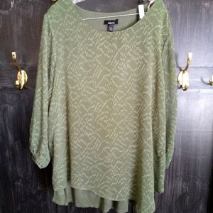 Olive greeñ woman's 2x sheer blouse